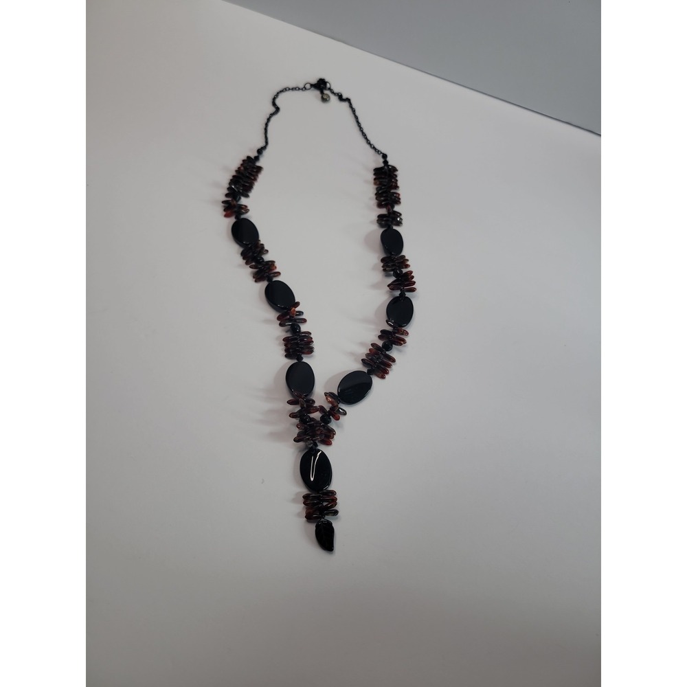 Black Copper Tone Statement Necklace Chunky Beaded Boho Tribal Artisan Style - Picture 7 of 9